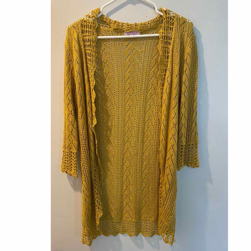 M/L Kessley yellow lace knit kimono